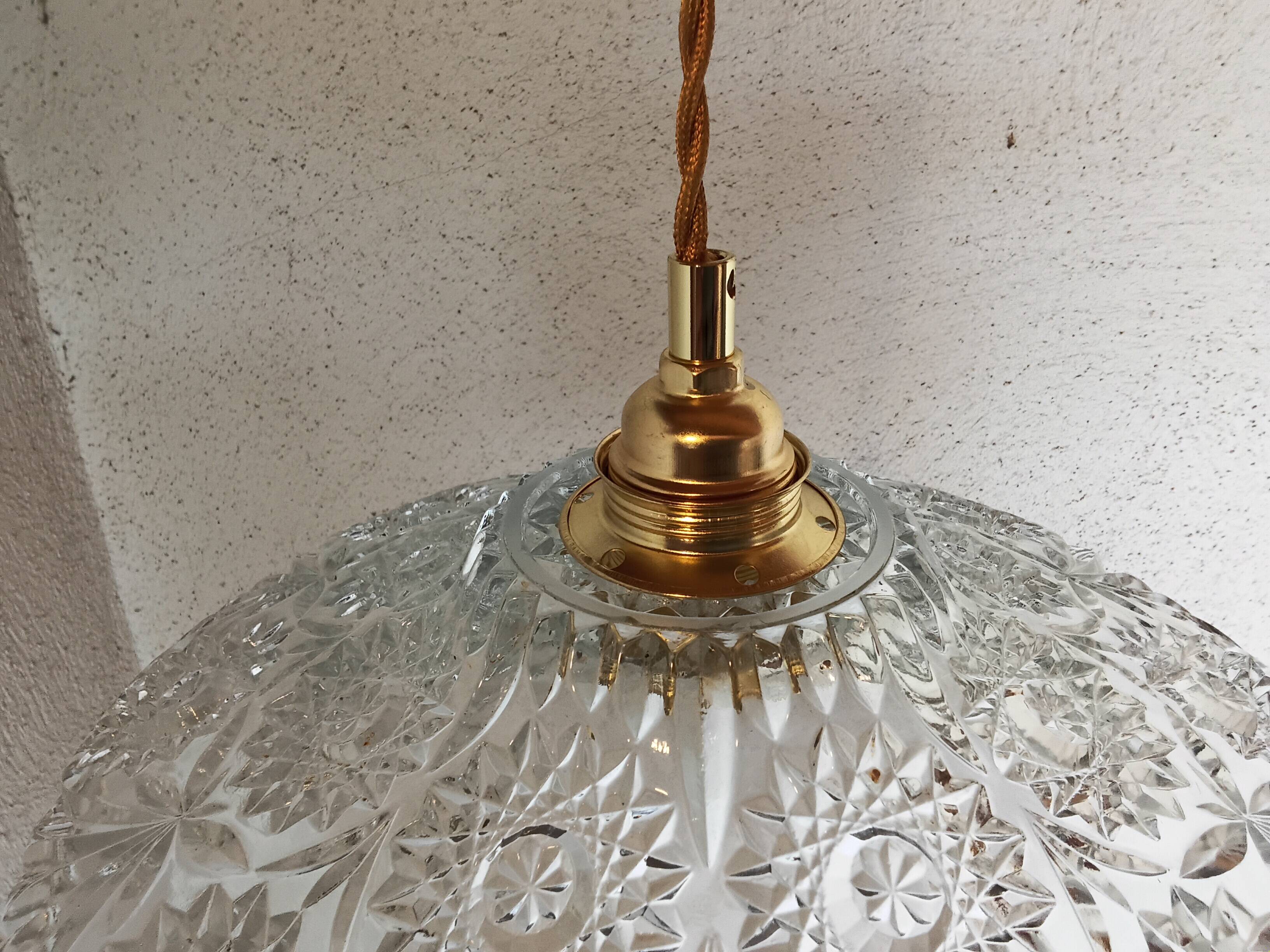 Vintage chiseled glass pendant light