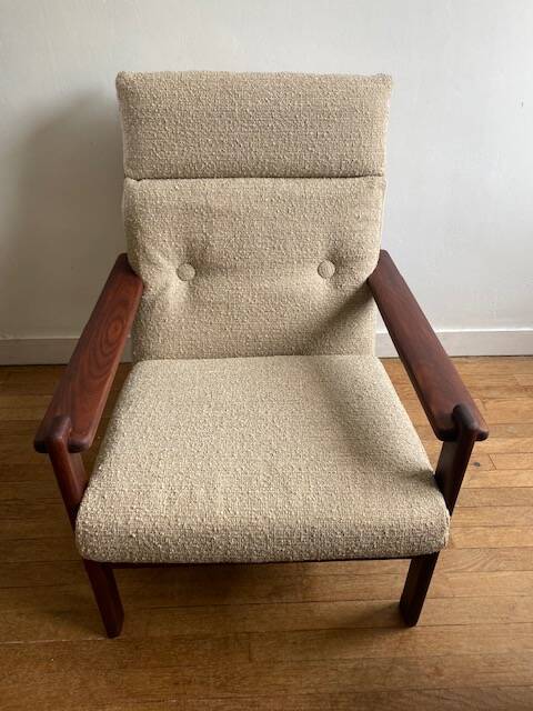 Vintage Scandinavian solid teak armchair