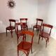 Set of 6 vintage 70s curved varnished wood bistro chairs