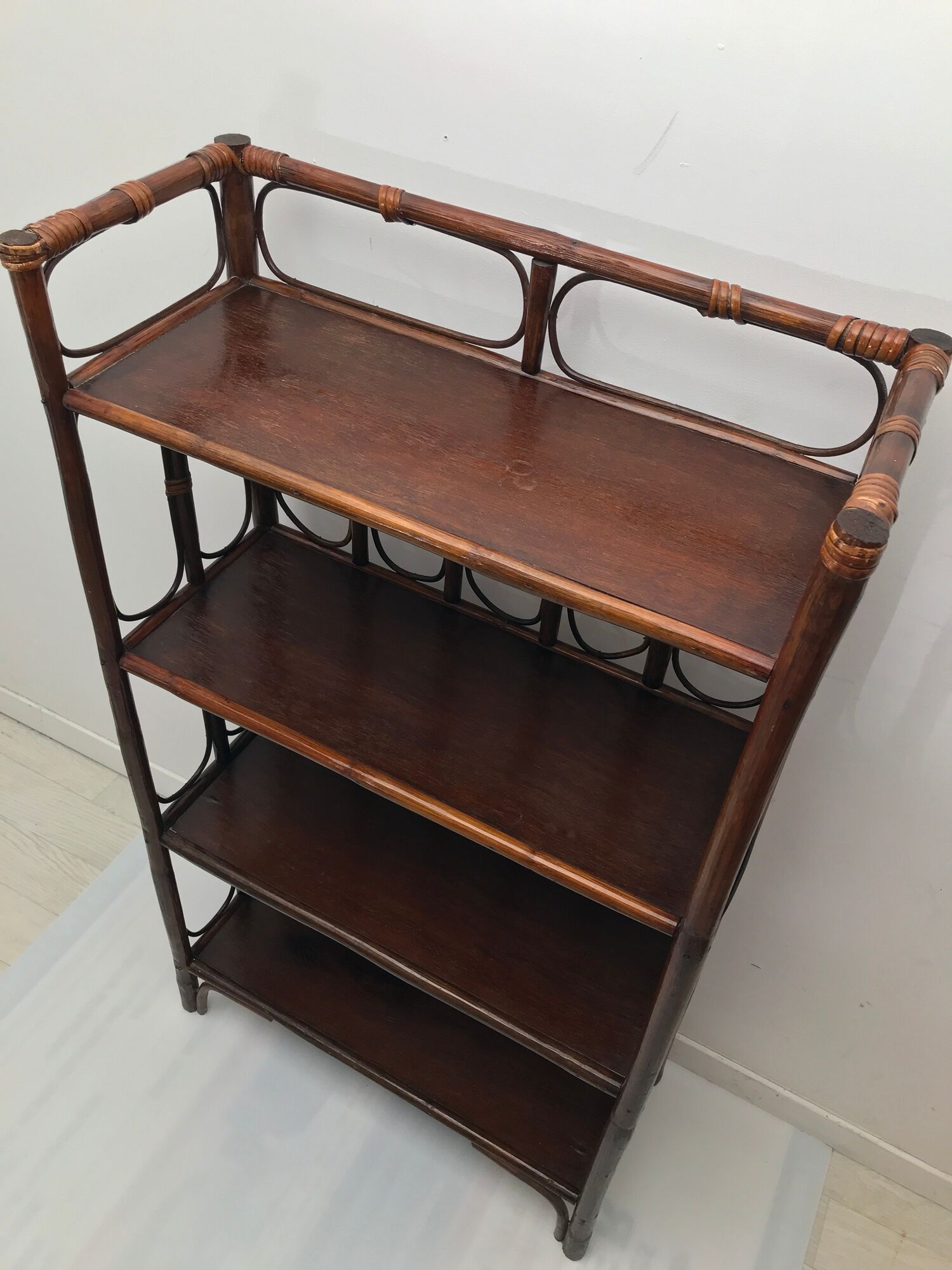 Vintage shelf in wicker rattan