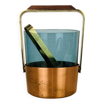 Scandinavian copper and smoked glass ice bucket