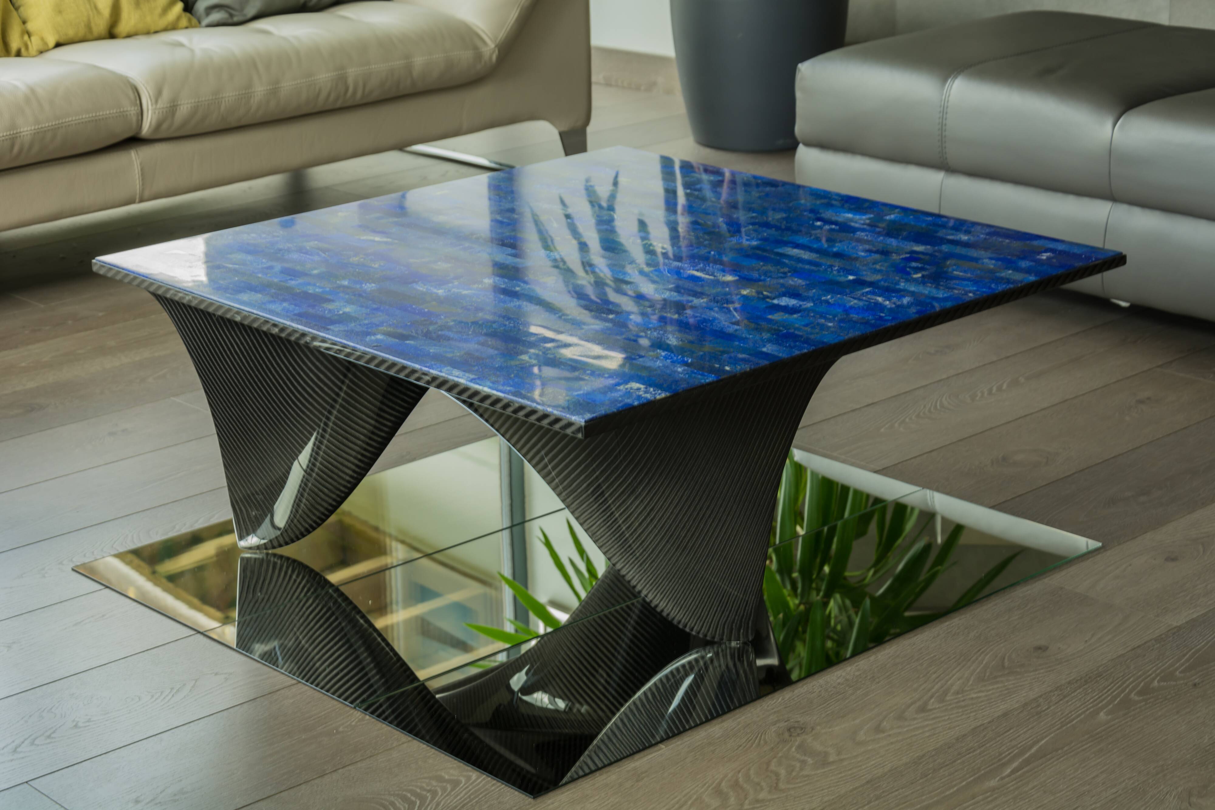 Semi precious and carbon stone coffee table
