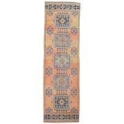 Tapis coureur en laine orange turc des années 1970 95x319