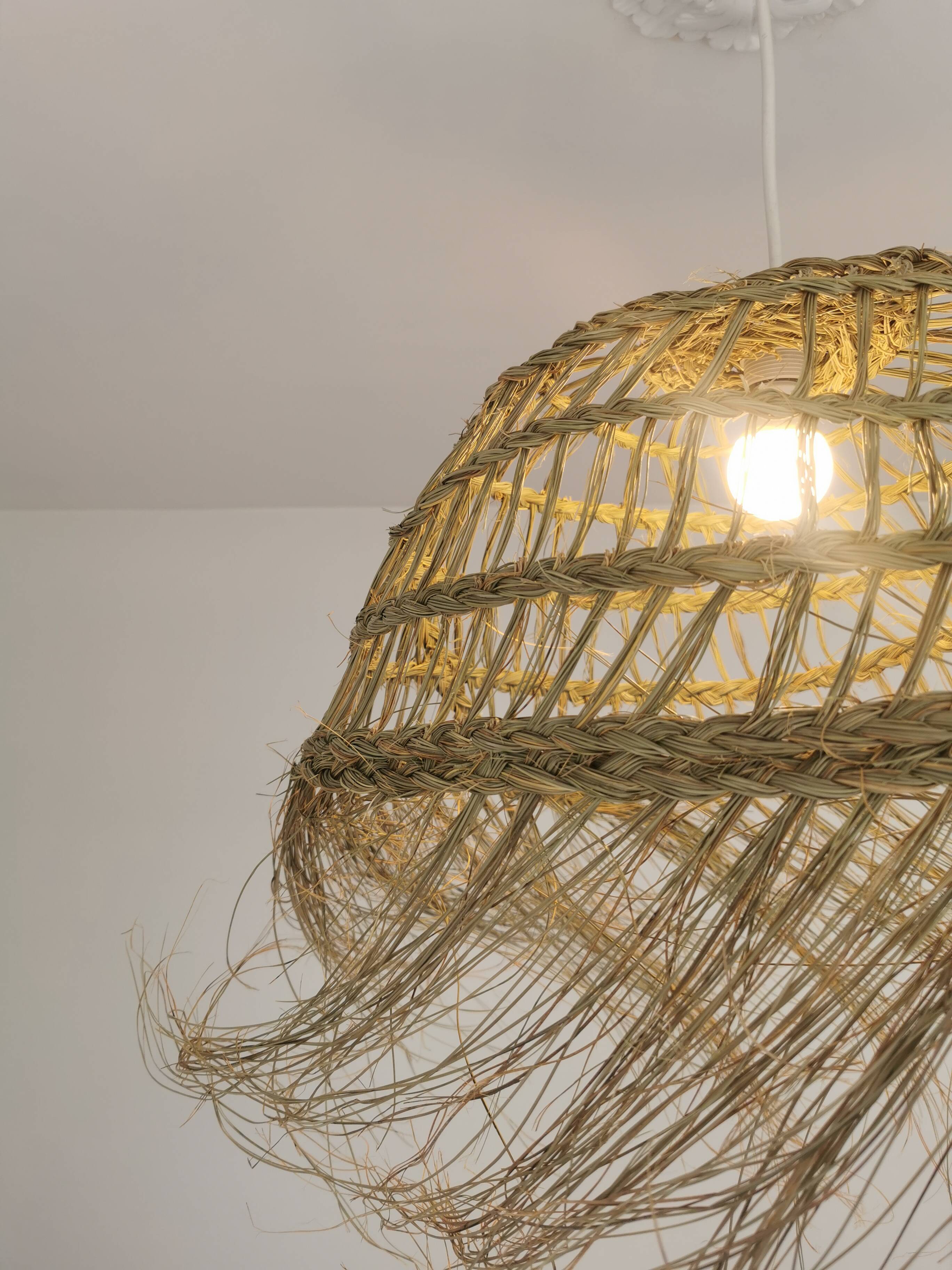 Suspension Doum in braided half – 30×60 cm – Handmade Moroccan production