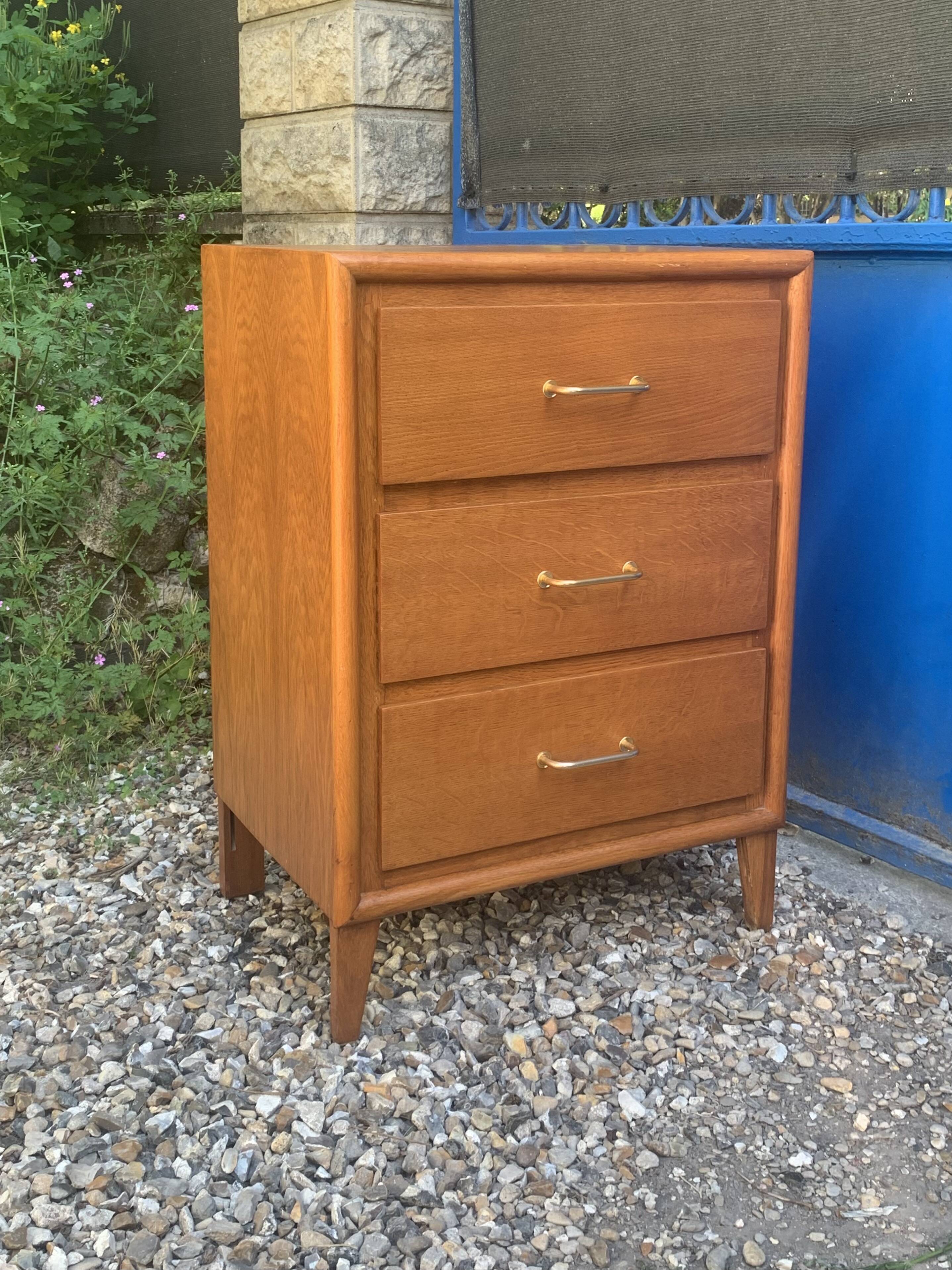 Vintage chest of drawers with oak compass legs, 1950s