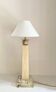 Lampe albâtre, câble tissu tressé 2M, abat-jour coton