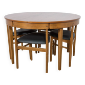 Table de salle à manger ronde extensible et 4 chaises, Mcintosh 1960s