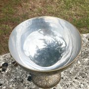 Ornate Floral Pedestal Champagne Cooler, brass ice bucket