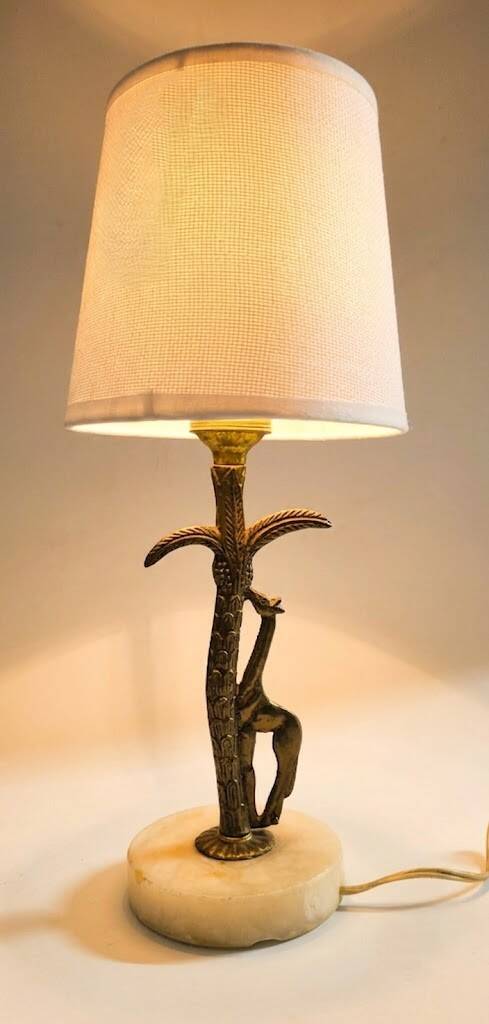 Bronze and marble lamp in Hollywood Regency style.