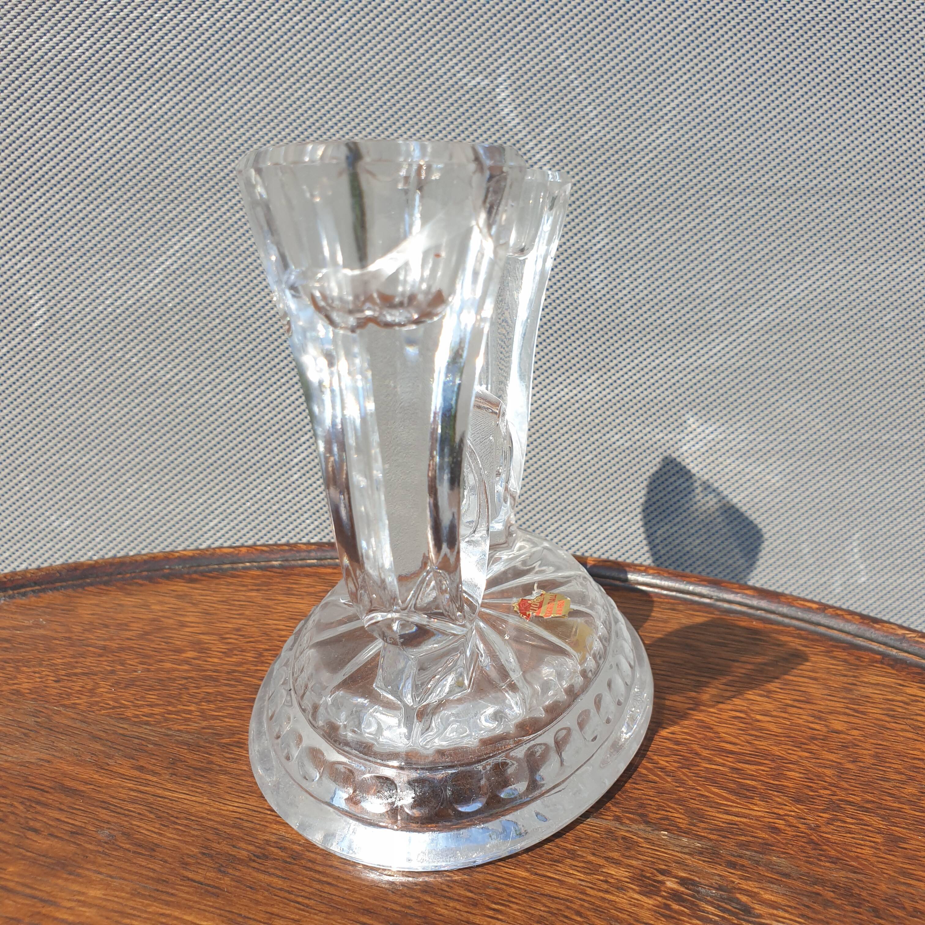 Pair candle holders vintage crystal Buder double torches