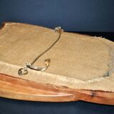 Vintage oval mirror in solid olive wood - Modernist design 1960-1970
