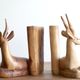 Bookends gazelles wooden carved early 1970s