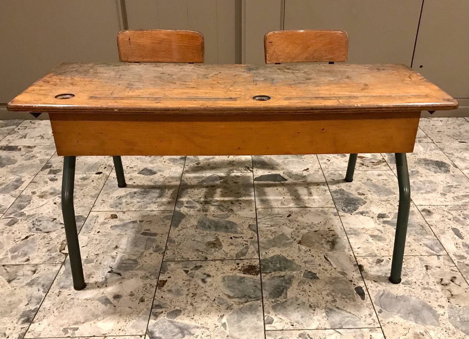 Vintage double school desk