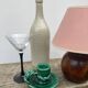 Vallauris candle holder in vintage green ceramic 1970