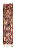 Turkish Handwoven Vintage Herki Kilim 90 cm x 348 cm