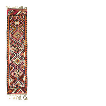 Turkish Handwoven Vintage Herki Kilim 90 cm x 348 cm