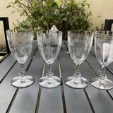 4 Saint Louis water glasses. Venetian ribbed massenet model