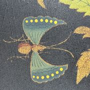 Oval tray, 19th century, hand-painted sheet metal, butterfly & bouquet, Napoleon III