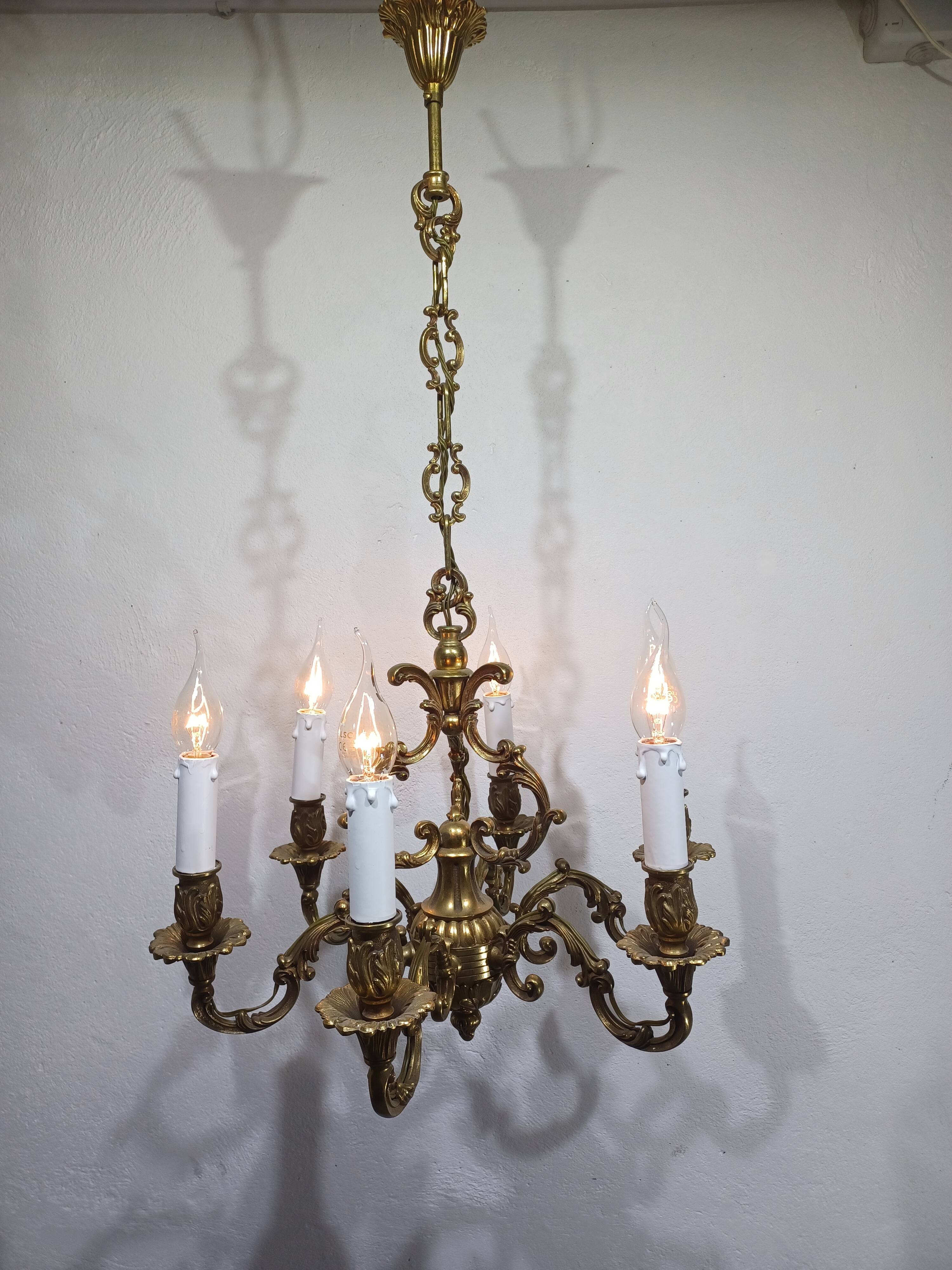 Lustre 6 lumières en bronze