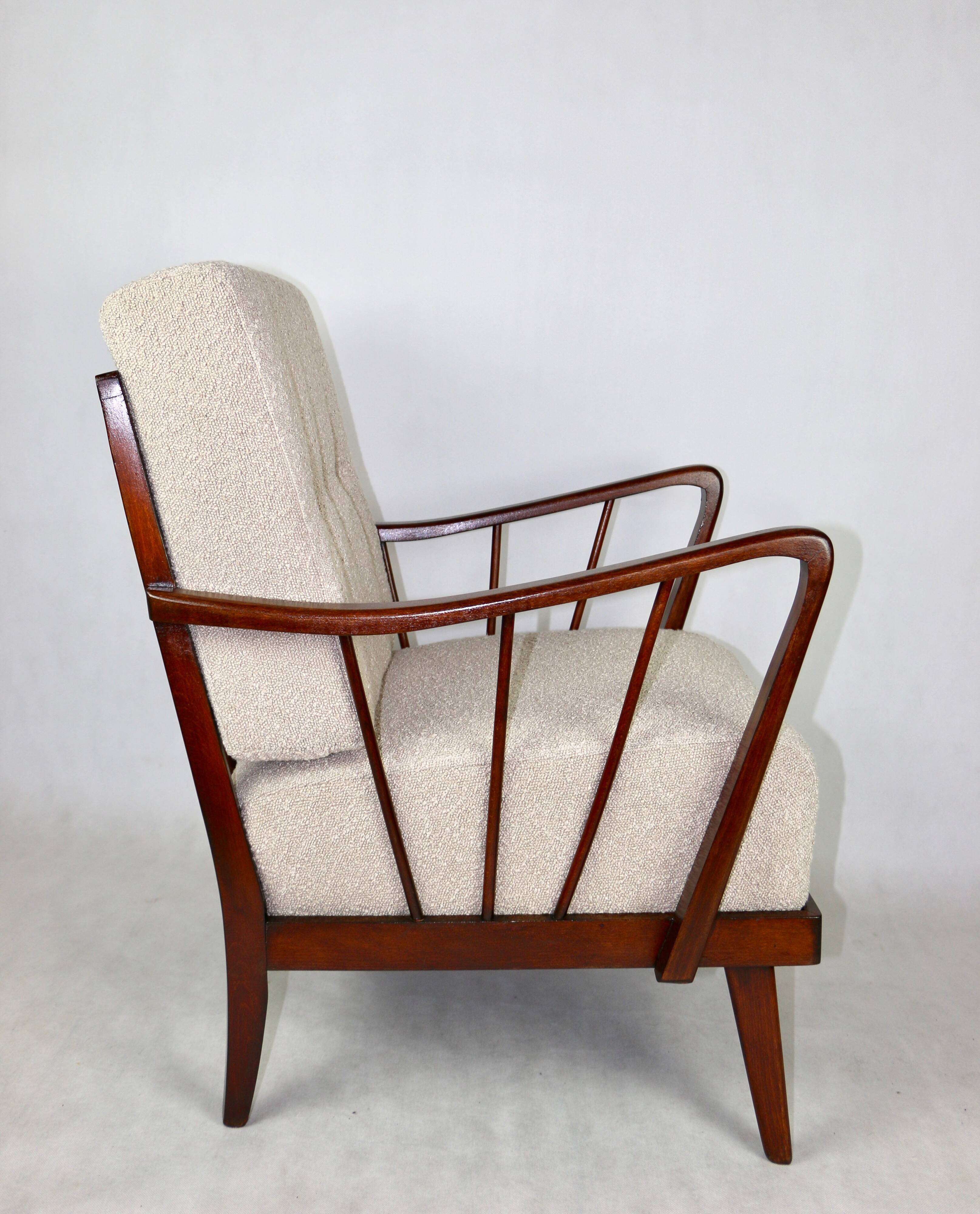 Art Deco Beige Boucle Armchair, 1960s