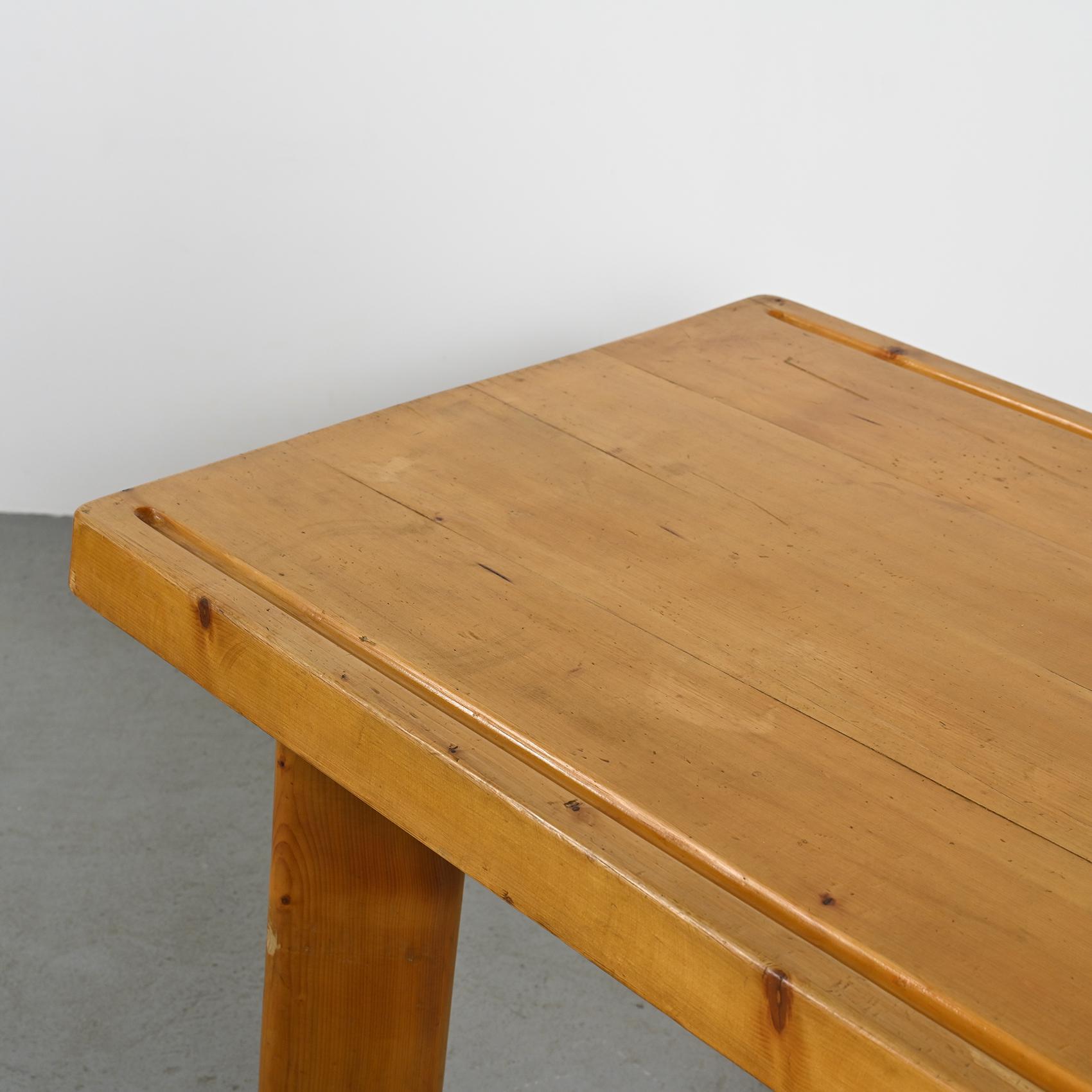 Table et bancs en mélèze par Christian Durupt, vers 1960
