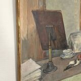 Tableau peinture d'atelier, huile sur isorel Gaston Louis Roux