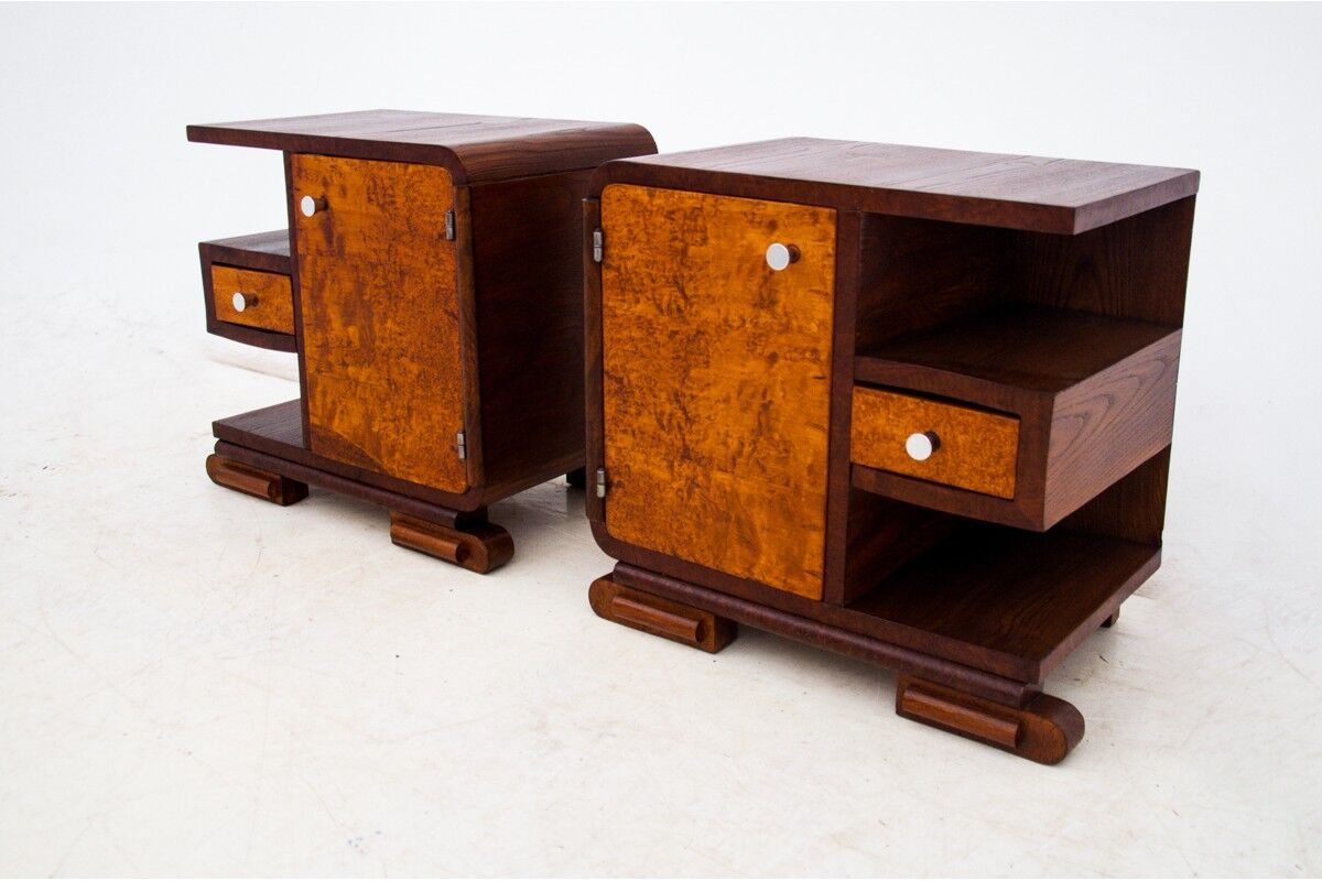 Art Deco bedside tables, Poland, 1940