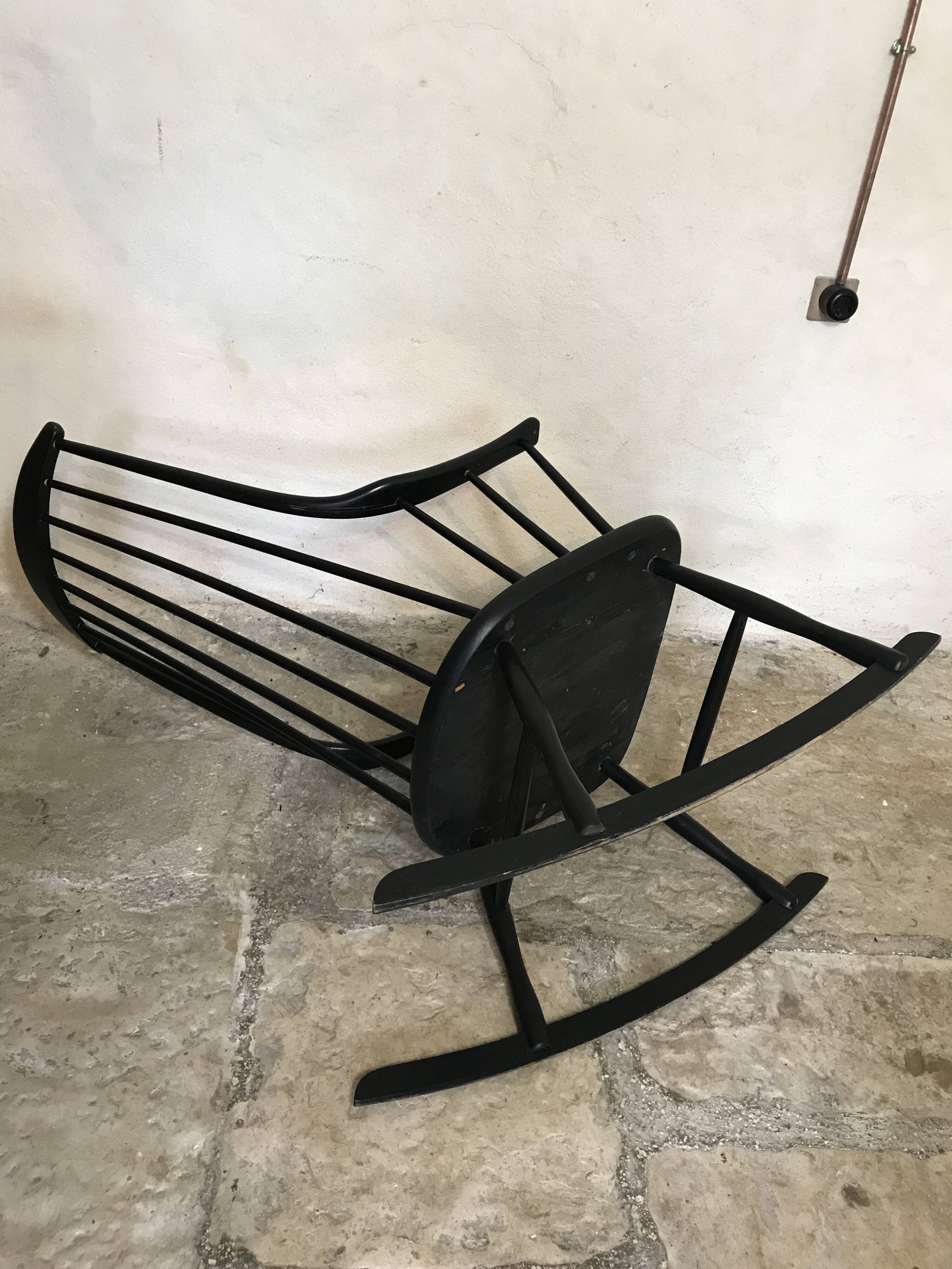 Grandessa Rocking Chair in Black Beech by Lena Larsson, 1960's