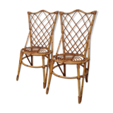 Paire de chaises en rotin par Louis Sognot