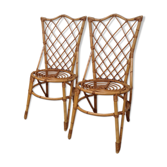Paire de chaises en rotin par Louis Sognot