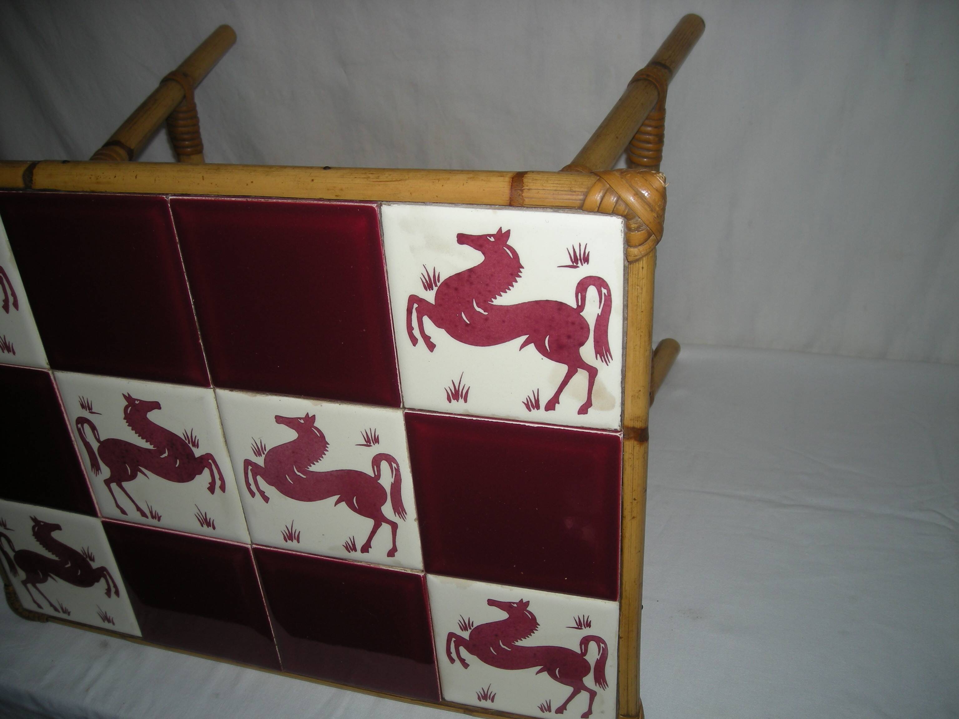 Bamboo-rattan coffee table from the 50s