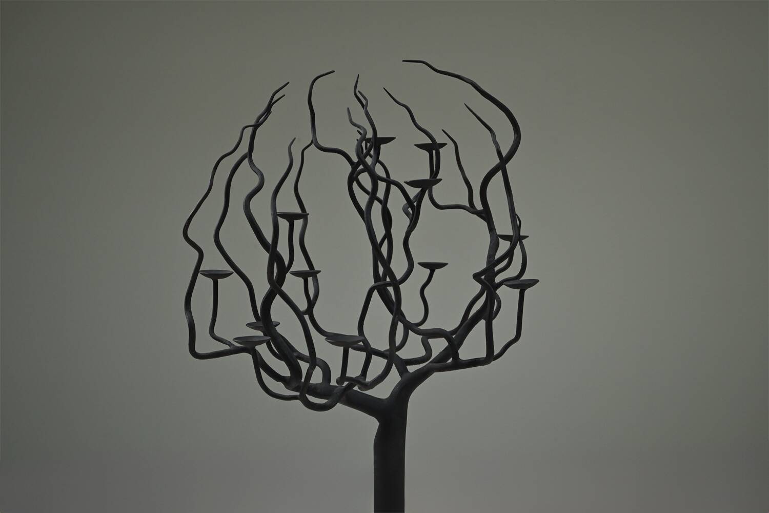 Black brutalist tree floor candle holder “tree of life”, 1970s.