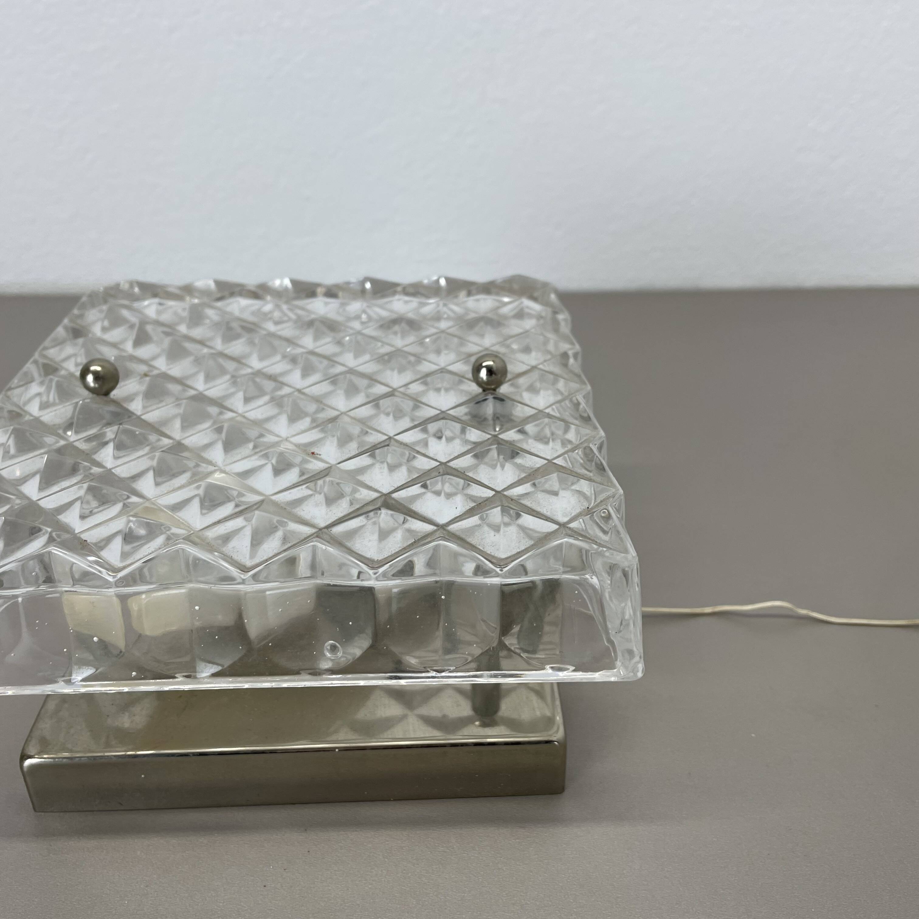 Small Cubic Textured Glass Wall Light in the Style of Orrefors, Germany, 1970s