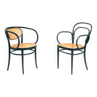 Chaises en sangle en bois courbé Thonet 214f 210r, lot de 2