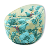 Swivel cocktail chair turquoise fabric with parrots