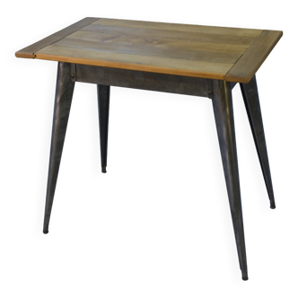 Table bistrot par Xavier Pauchard pour Tolix plateau en hêtre 1960