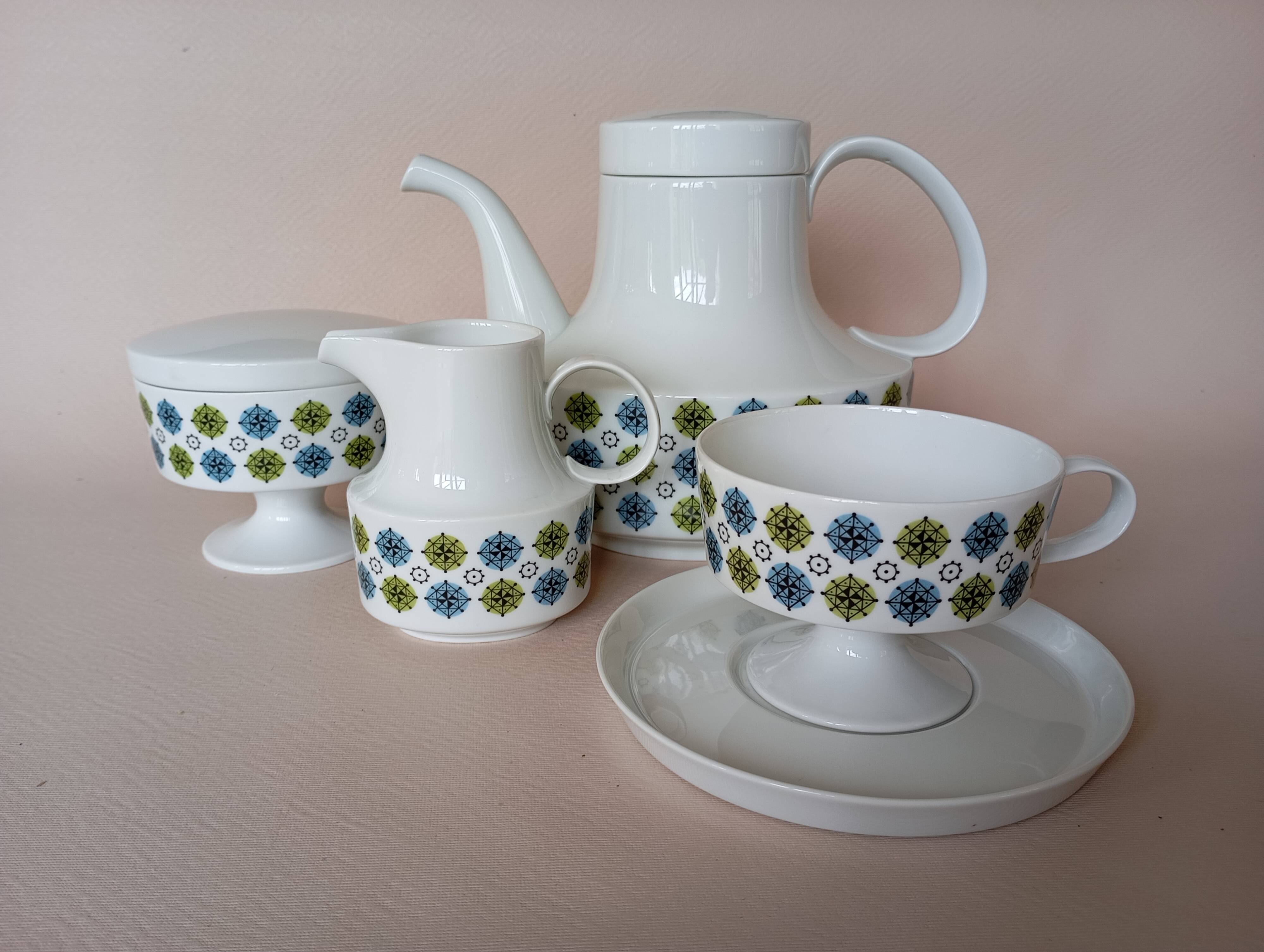 Service 8 cups "Rosette Taïga" Tapio Wirkkala & Ute Schröder for Rosenthal, ca 1970