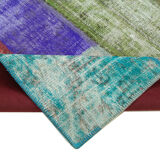 Hand-knotted anatolian contemporary 190 cm x 290 cm multicolor patchwork carpet