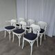 Ensemble de 6 chaises de salle à manger vintage en bois courbé blanc / fauteuil de style Thonet des années 1970