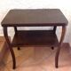 Varnished wooden stand with two shelves and curved legs / 50s-60s