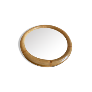 miroir rond en rotin
