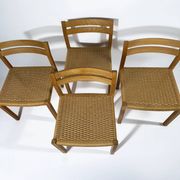 Dining chairs J.H. Møller model 401 in oak with original Danish cord — Denmark, 1970s