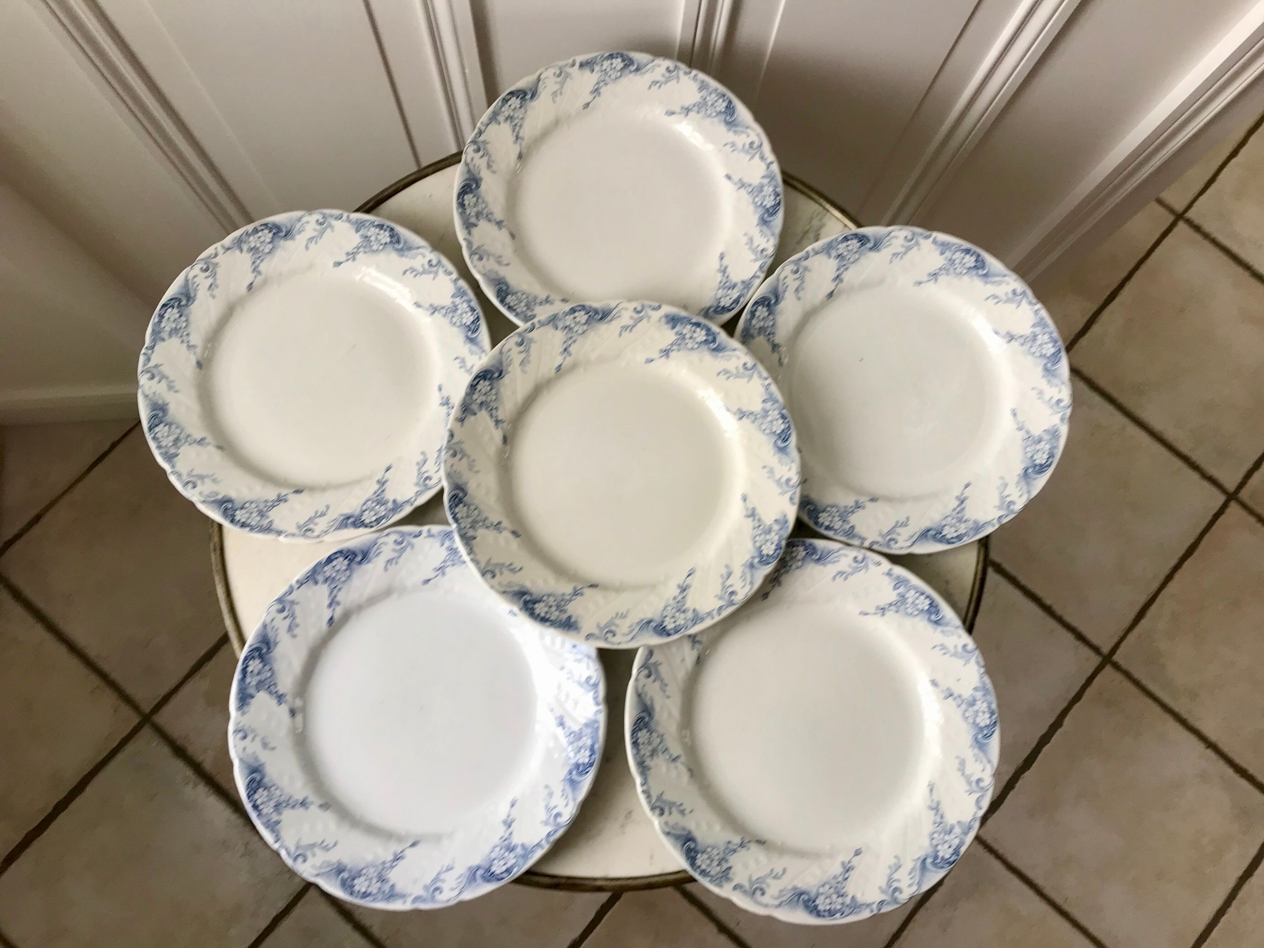 set of 6 flat plates in Iron Earth K&G Lunéville model "Angèle" late 19th century