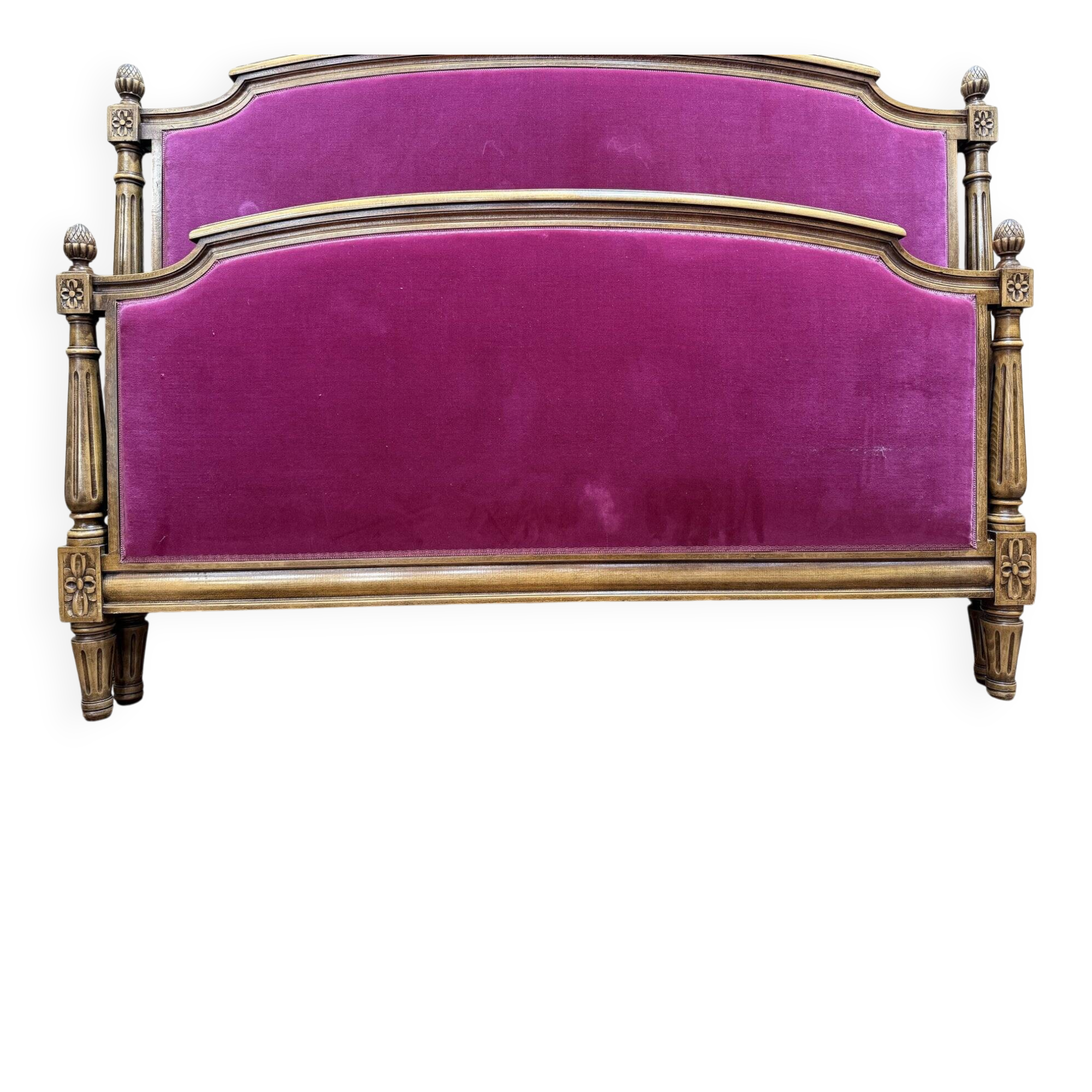 Louis XVI style velvet upholstered bed