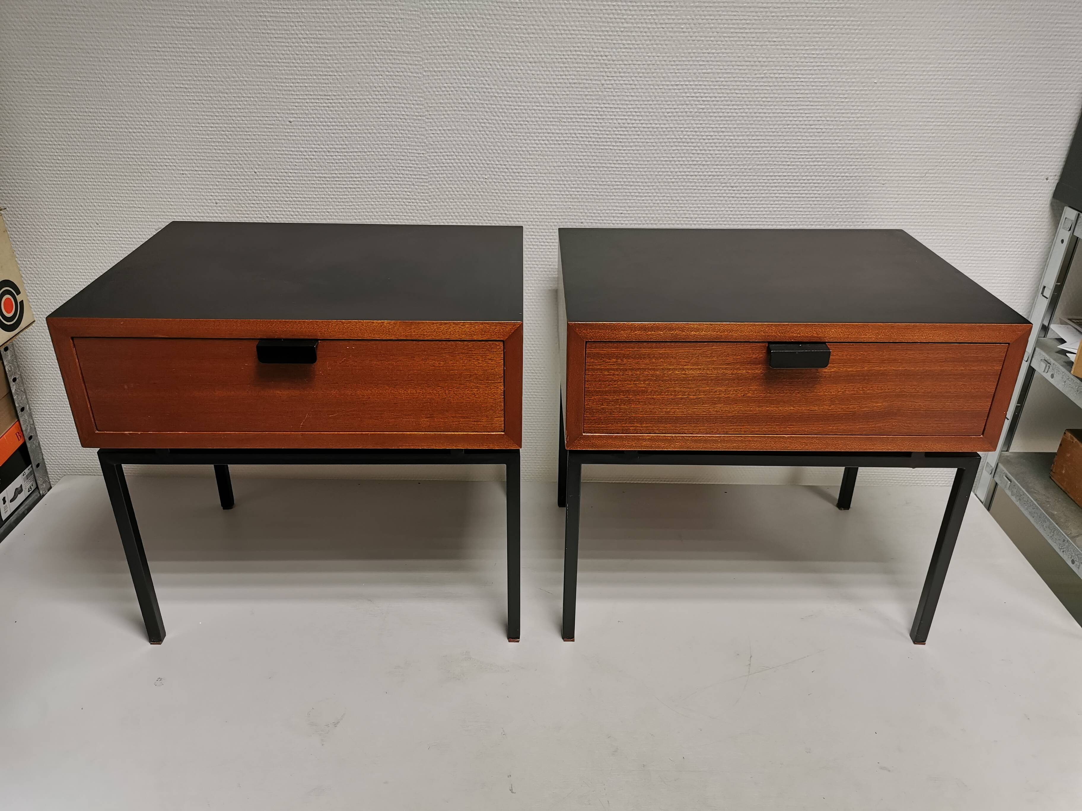 Pair of bedside tables / vintage sofa end, design 50s 60s