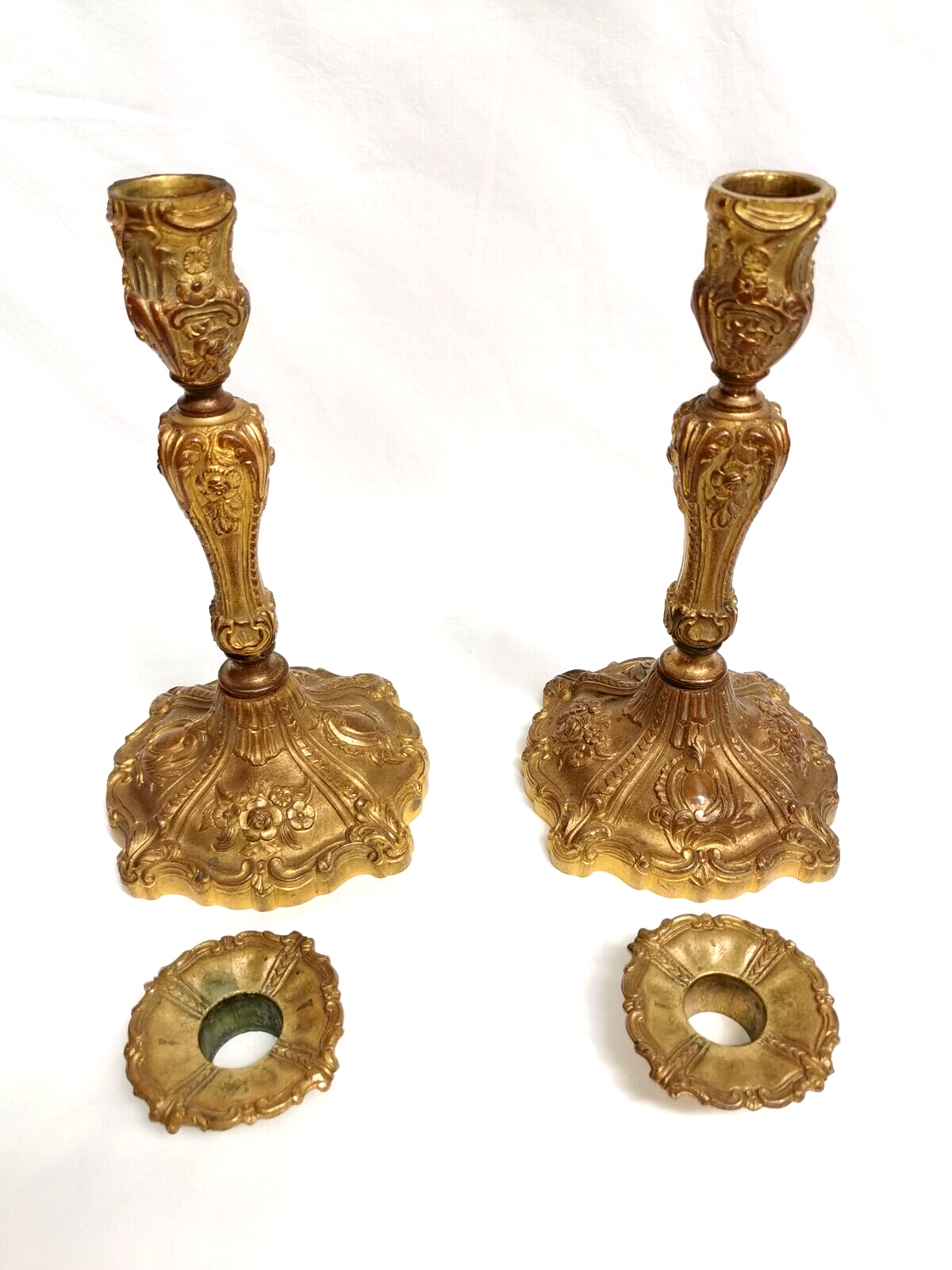 Pair of old candlesticks in Gilded Bronze ---- Signed!