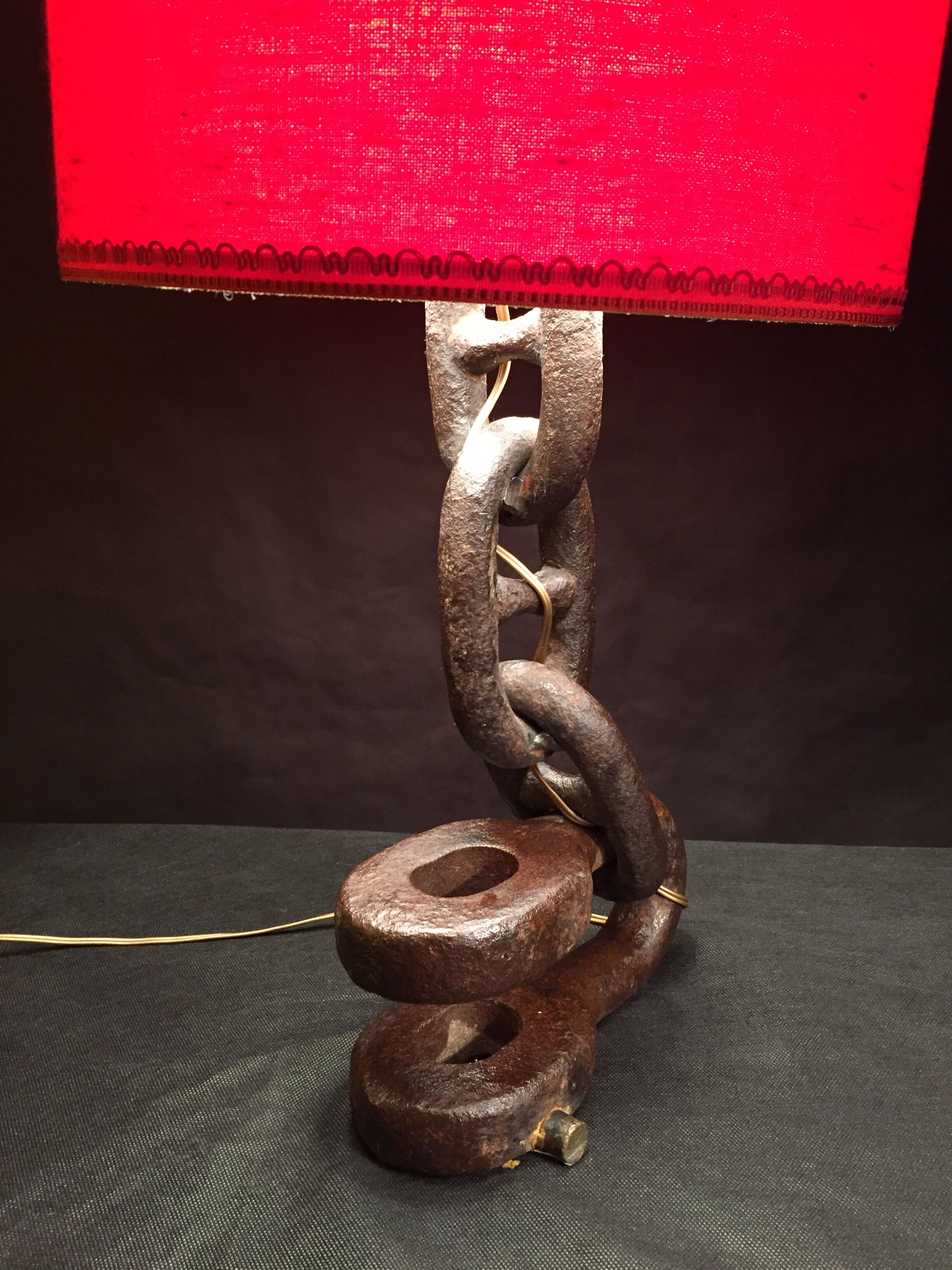 Vintage 1960s navy liner chain lamp red light