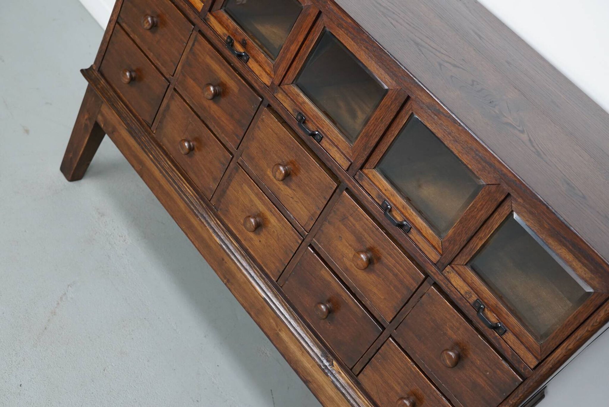 Antique German Oak Haberdashery Shop Cabinet, 1920/30s