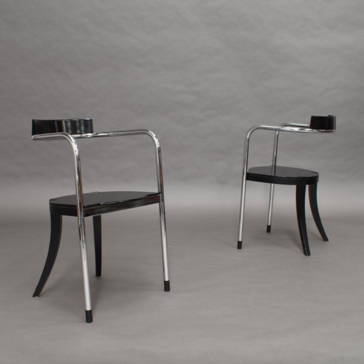 Set of 2 chrome lounge chairs by David Palterer for Zanotta italy 1980
