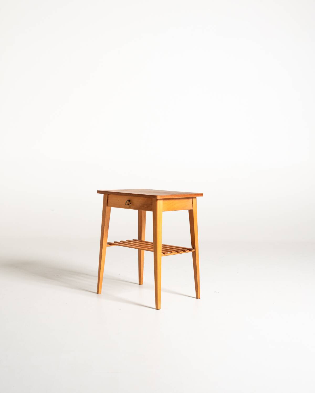 Scandinavian Birch Bedside Table, 1950s
